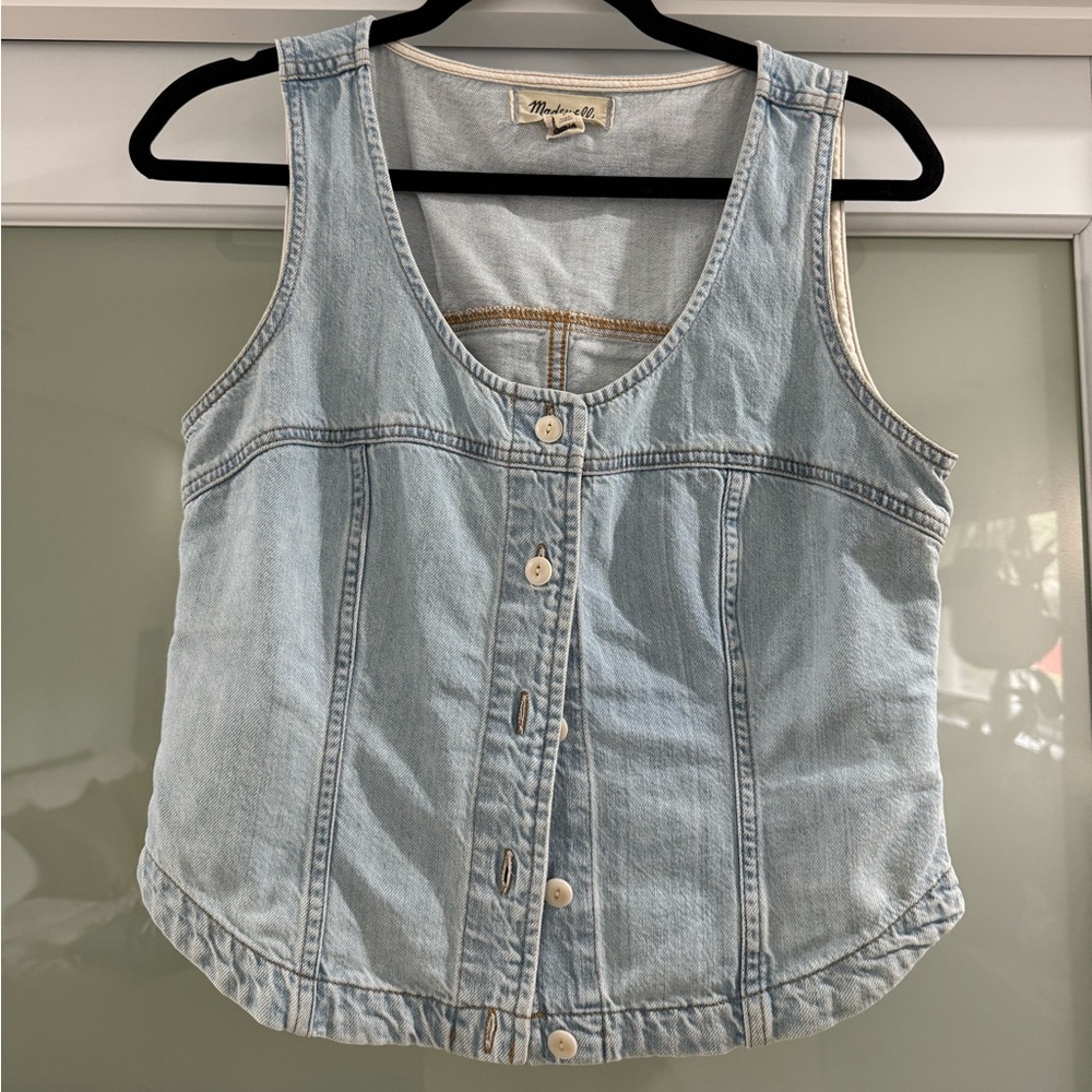 Madewell Light Blue Denim Button Down Vest